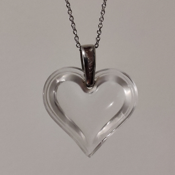 Stunning Clear Crystal Lalique Heart Necklace - Picture 11 of 16